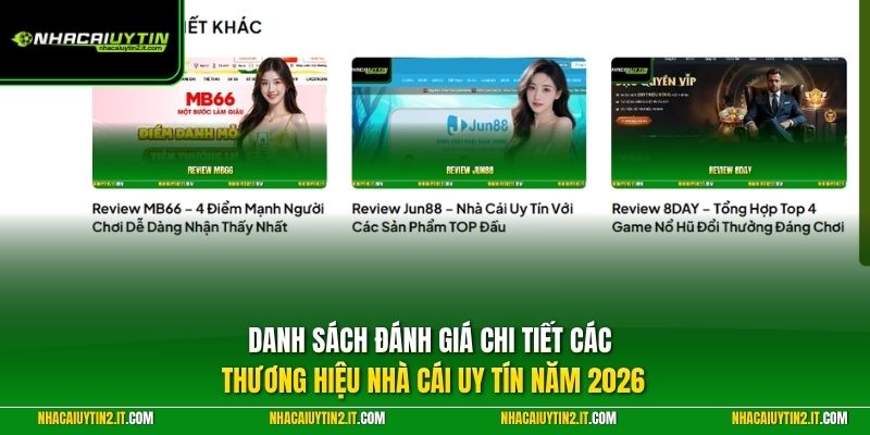 Danh sách đánh giá chi tiết các thương hiệu Nhà Cái Uy Tín năm 2026